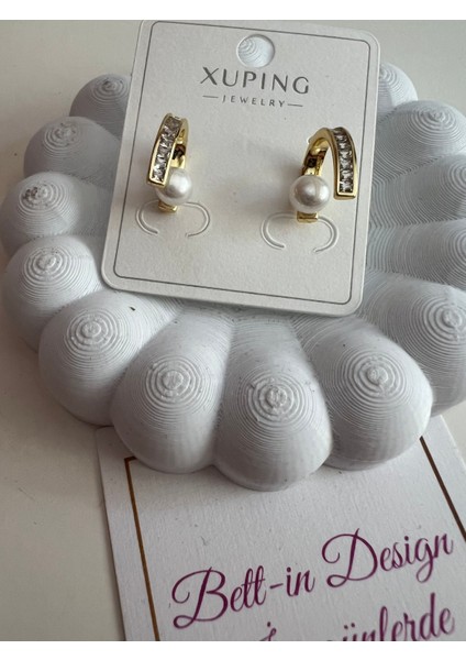 Xuping Gold Inci Detaylı 14K Altın Kaplama Küpe modelleri