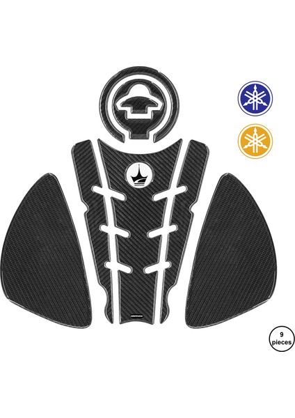 Yamaha R25 2014-2018 ile Uyumlu Kaydırmaz 6d Karbon 9 Parça Tank Pad Seti GC33