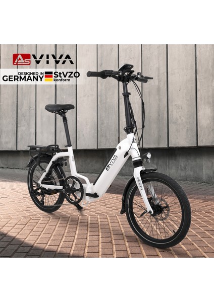 Katlanabilir Elektrikli Bisiklet B13 | Pedelec Beyaz | Güçlü 36V 11.5AH 45NM |samsung Batarya | 20"