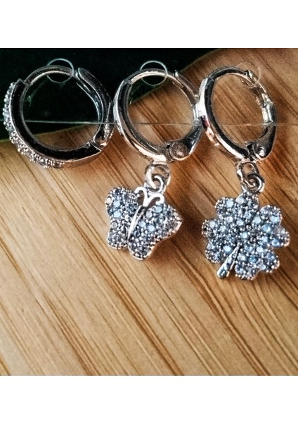 Gümüş Renk Lüks Gösterişli Figürlü Üçlü Küpe