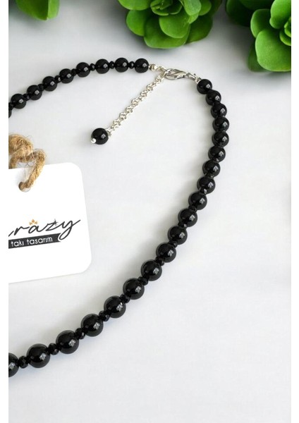 6 mm Hakiki Oniks Doğaltaş 925 Ayar Gümüş Kadın Kolye fiyatları