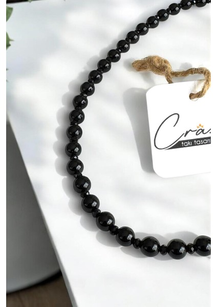 6 mm Hakiki Oniks Doğaltaş 925 Ayar Gümüş Kadın Kolye modelleri