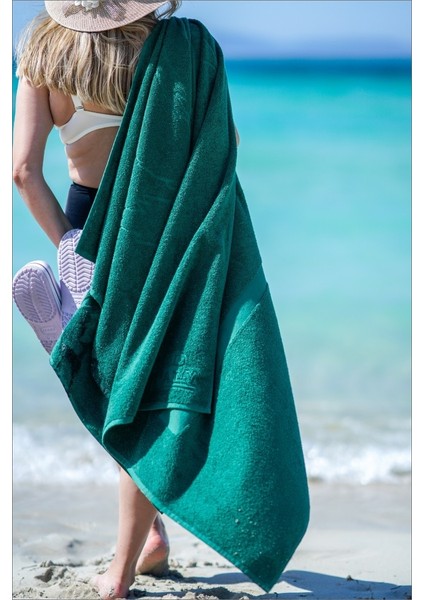 Plaj Çantasına Dönüşen %100 Pamuk Yeşil Plaj Havlusu modelleri