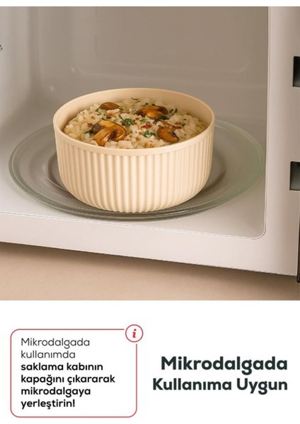 4 Parça Saklama Kabı Seti Yuvarlak Çizgili Krem - 2.5l 1.5l 0.80L 0.45L - fiyatları