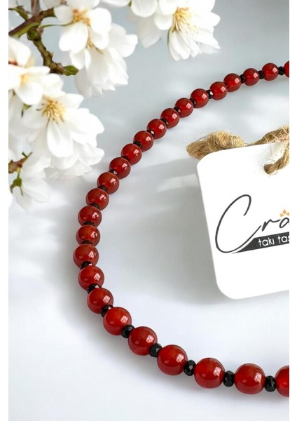 6 mm Hakiki Akik & Oniks Doğaltaş 925 Ayar Gümüş Kadın Kolye fiyatları