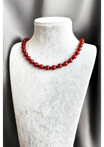 6 mm Hakiki Akik & Oniks Doğaltaş 925 Ayar Gümüş Kadın Kolye fırsatları