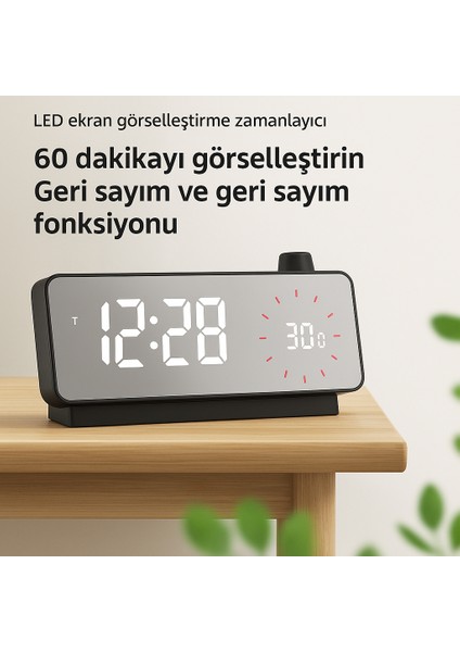 Aynalı LED Ekranlı Saat ,elektronik Masaüstü Çalar Saat, Çift Dijital Çalar Saat, Başucu Ofisi Için Geri Sayımlı Kompakt Sıcaklık Göstergesi modelleri