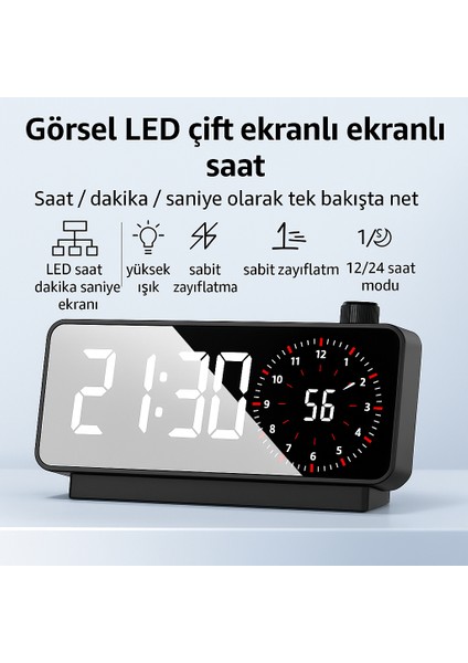 Aynalı LED Ekranlı Saat ,elektronik Masaüstü Çalar Saat, Çift Dijital Çalar Saat, Başucu Ofisi Için Geri Sayımlı Kompakt Sıcaklık Göstergesi fırsatları