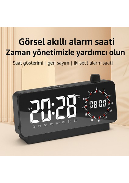 Aynalı LED Ekranlı Saat ,elektronik Masaüstü Çalar Saat, Çift Dijital Çalar Saat, Başucu Ofisi Için Geri Sayımlı Kompakt Sıcaklık Göstergesi indirimleri