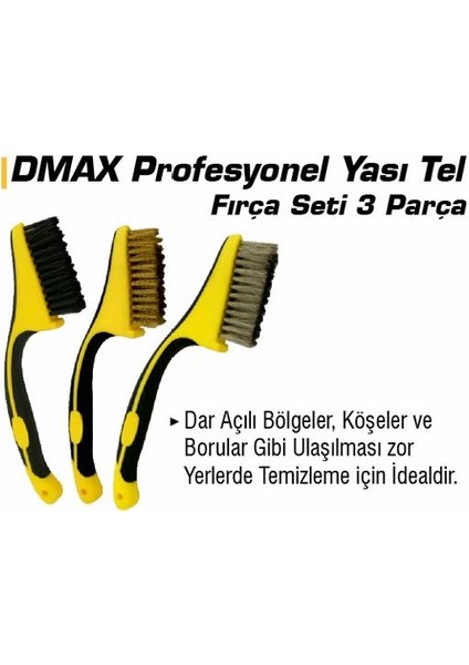 DMX4129 Profesyonel Yassı Tel Fırça Setı 3 Parça