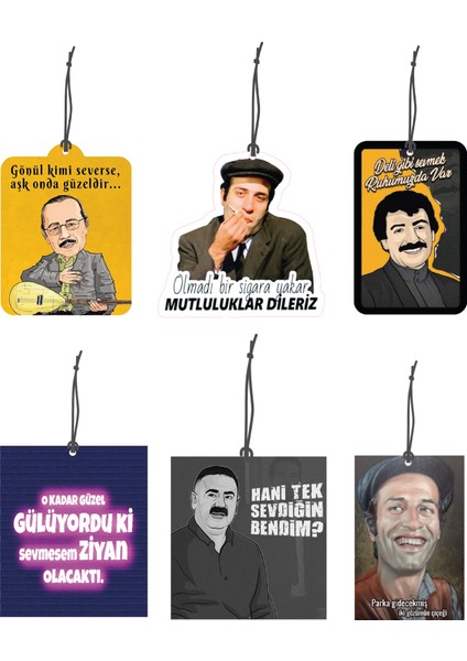 6 Adet Aşk Sözleri Temalı Oto Kokusu ve Oto Aksesuar Seti