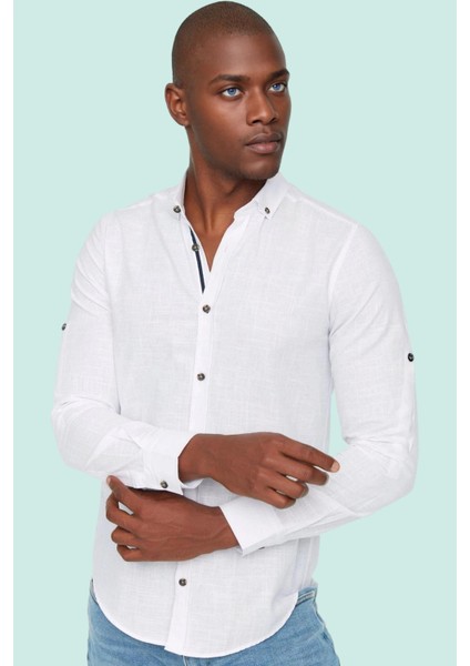 Erkek Pamuklu Gömlek Düğmeli Slim Fit Keten Görünümlü Iş ve Günlük Yaz Aylarının Vazgeçilmezi fiyatları