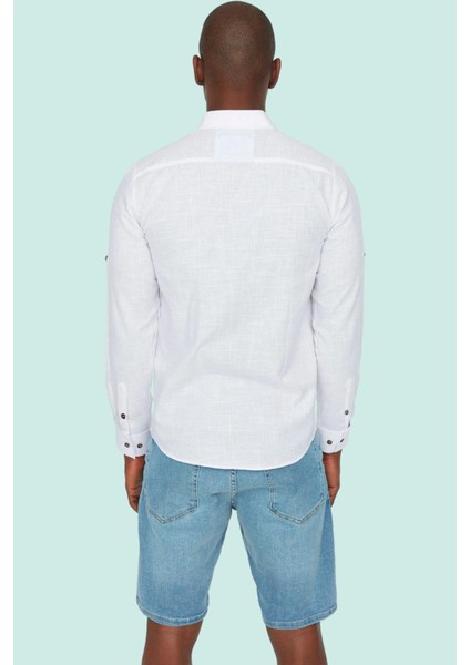 Erkek Pamuklu Gömlek Düğmeli Slim Fit Keten Görünümlü Iş ve Günlük Yaz Aylarının Vazgeçilmezi modelleri