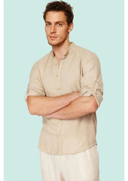 Erkek Keten Görünümlü Düz Desenli Rahat Gömlek Polyester Günlük Şıklık Yaz Aylarının Vazgeçilmezi fiyatları
