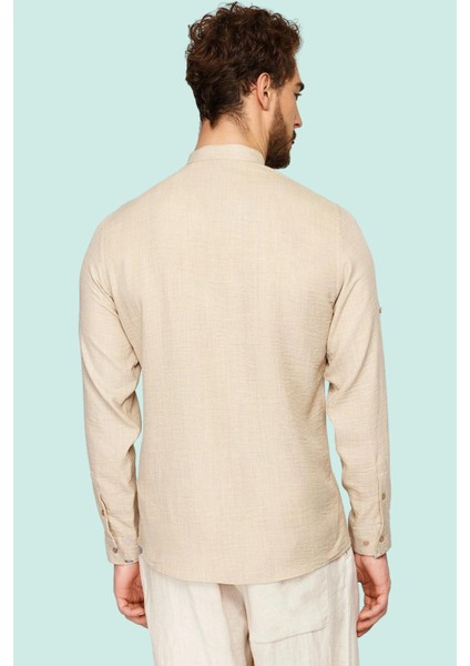 Erkek Keten Görünümlü Düz Desenli Rahat Gömlek Polyester Günlük Şıklık Yaz Aylarının Vazgeçilmezi modelleri