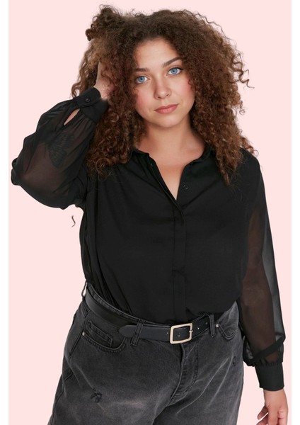 Kadın Şifon Dokuma Uzun Kollu Gömlek Büyük Beden Günlük Şıklık Hafta Sonu Kaliteli Malzeme fiyatları