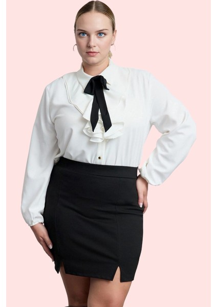 Kadın Düz Desenli Polyester Gömlek Iş ve Günlük Kombinler Için Hafta Sonu Kaliteli Malzeme