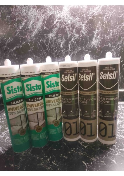 Şeffaf Silikon 280 ml 6 Adet 3 Adet Sista 3 Adet Selsin