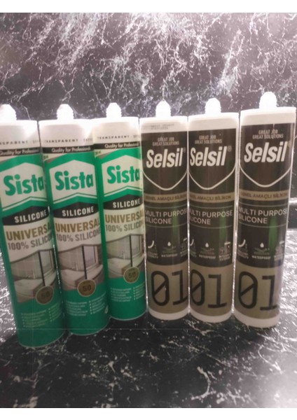 Şeffaf Silikon 280 ml 6 Adet 3 Adet Sista 3 Adet Selsin fiyatları