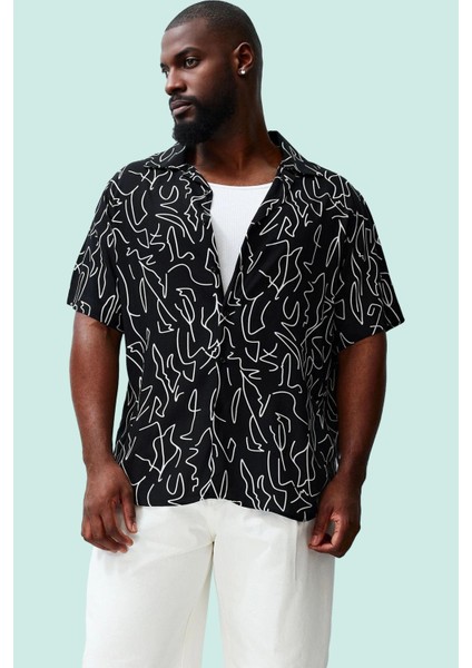 Erkek Geometrik Desenli Viskon Gömlek Rahat ve Şık Günlük Kullanım Yaz Aylarının Vazgeçilmezi fiyatları