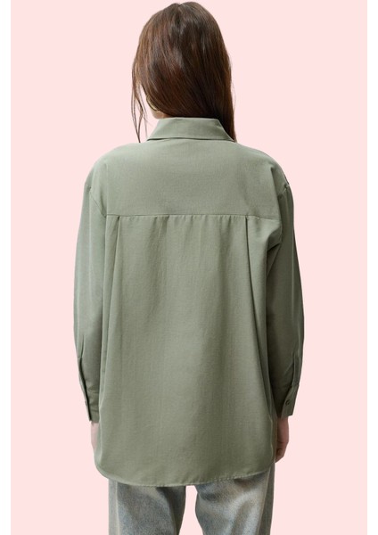 Kadın Pamuklu Dokuma Gömlek; Gömlek Yaka Düğmeli Uzun Kol Cepsiz Casual Yaz Aylarının Vazgeçilmezi modelleri