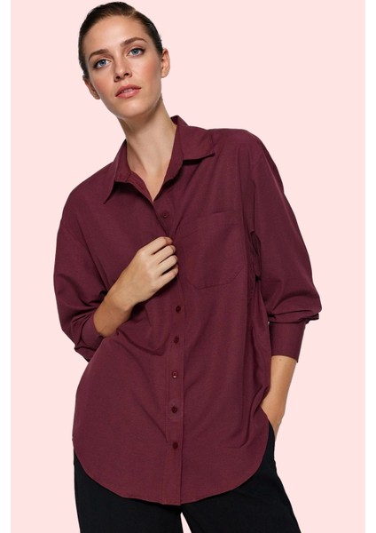 Kadın Pamuklu Dokuma Gömlek; Gömlek Yaka Düğmeli Uzun Kol Cepsiz Casual Yaz Aylarının Vazgeçilmezi fiyatları