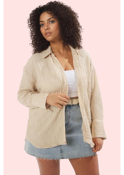 Kadın Dokulu Örme Kumaş Uzun Kollu Gömlek Regular Fit Günlük Şıklık Yaz Aylarının Vazgeçilmezi fiyatları