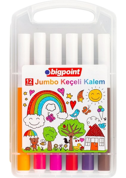 Jumbo Keçeli Kalem 12'li Set (Plastik Kutulu)