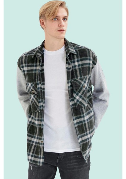 Erkek Örme Dokuma Kareli Oduncu Gömlek Standart Kol Çift Cep Kışlık Yaz Aylarının Vazgeçilmezi