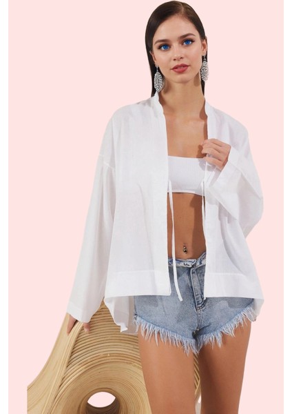 Kadın Pamuk Dokuma Vual Gömlek Truvakar Kol Düz Desen Yazlık Plaj Giysisi Günlük Kombinler