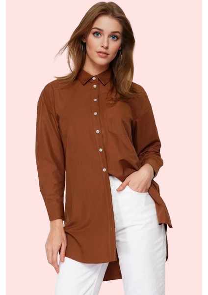 Kadın Poplin Dokuma Gömlek Günlük ve Iş Hayatı Için Özel Günler Yaz Aylarının Vazgeçilmezi