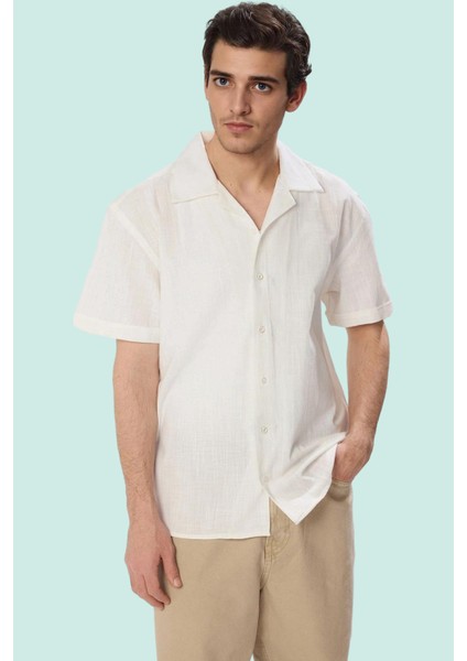 Erkek Pamuk Kisa Kollu Gömlek Apaş Yaka Dokuma Kumaş Rahat Günlük Yaz Aylarının Vazgeçilmezi fiyatları