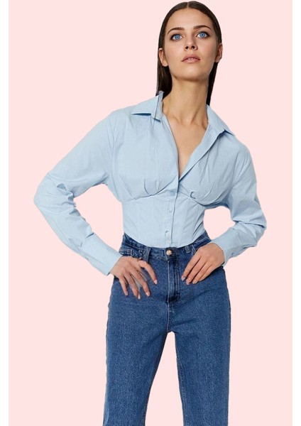 Kadın Düz Desenli Crop Gömlek Pamuk Günlük Kullanım Için Rahat Hafta Sonu Kaliteli Malzeme fiyatları