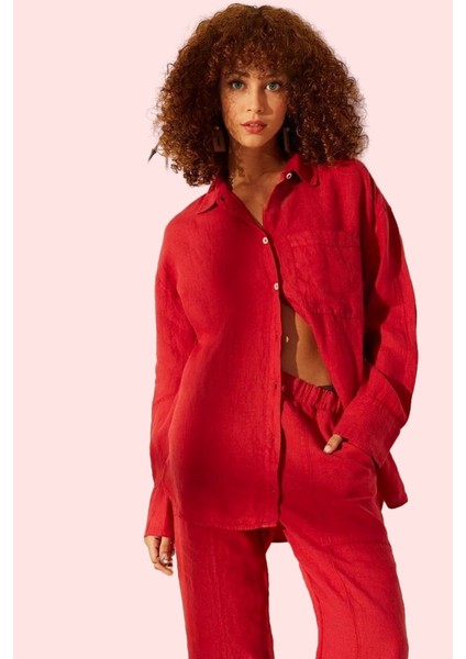 Kadın Keten Uzun Kollu Gömlek Şıklık ve Rahatlık Bir Arada Yaz Günlük Kullanım Özel Günler