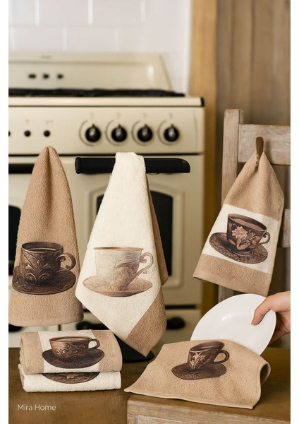 3 Lü Kahve Baskılı Pamuklu Mutfak Havlusu 30 x 50 cm fiyatları
