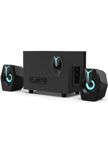 D37 Siyah Bluetooth Hoparlör 2in1 Subwoofer Rgb Işıklı Bilgisayar Hoparlörü Speaker
