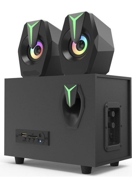 D37 Siyah Bluetooth Hoparlör 2in1 Subwoofer Rgb Işıklı Bilgisayar Hoparlörü Speaker fiyatları