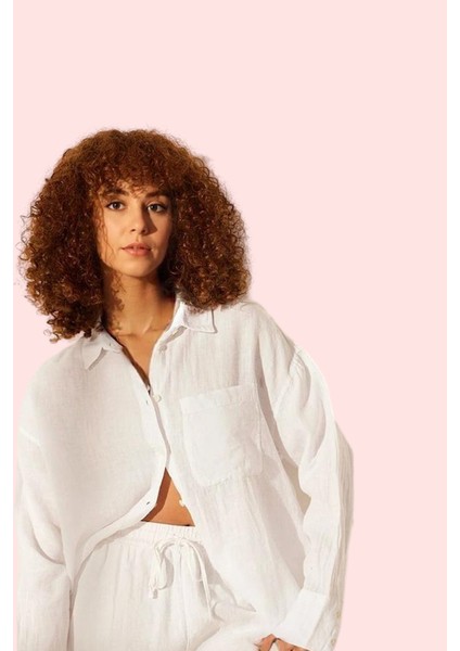 Kadın Keten Uzun Kollu Gömlek Şıklık ve Rahatlık Bir Arada Yaz Günlük Kullanım Özel Günler