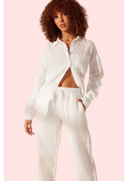 Kadın Keten Uzun Kollu Gömlek Şıklık ve Rahatlık Bir Arada Yaz Günlük Kullanım Özel Günler fiyatları