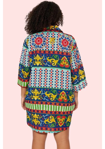 Kadın Pamuklu Dokuma Plaj Gömleği Etnik Desenli Regular Kalıp Yazlık Yaz Aylarının Vazgeçilmezi modelleri