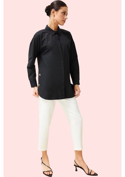 Kadın Poplin Dokuma Gömlek Günlük ve Iş Hayatı Için Ideal Hafta Sonu Yaz Aylarının Vazgeçilmezi