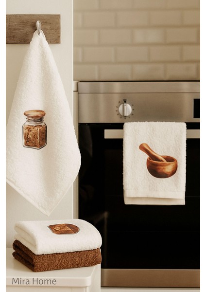 3 Lü Kahve Baskılı Pamuklu Mutfak Havlusu 30 x 50 cm fiyatları