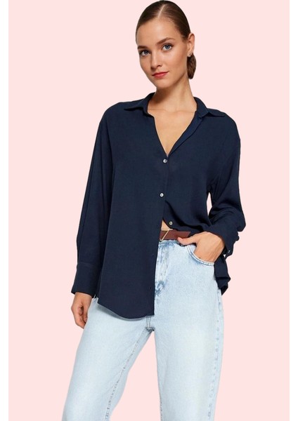 Kadın Basic Gömlek Viskoz Shally Dokuma Oversize Kalıp Günlük Stil Yaz Aylarının Vazgeçilmezi fiyatları