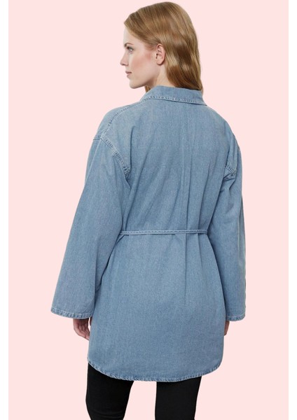 Kadın Pamuklu Denim Gömlek Tunik Regular Kalıp Ispanyol Kol Günlük ve Özel Günler Hafta Sonu fiyatları