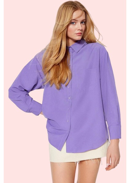 Kadın Pamuklu Dokuma Gömlek; Gömlek Yaka Düğmeli Uzun Kol Cepsiz Casual Yaz Aylarının Vazgeçilmezi fiyatları