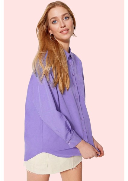 Kadın Pamuklu Dokuma Gömlek; Gömlek Yaka Düğmeli Uzun Kol Cepsiz Casual Yaz Aylarının Vazgeçilmezi modelleri