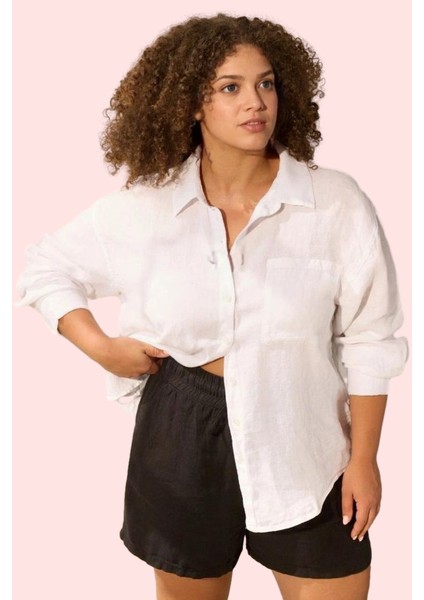 Kadın Keten Gömlek Günlük Kullanım Için Rahat ve Şık Hafta Sonu Yaz Aylarının Vazgeçilmezi