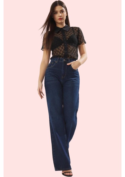 Kadın Düz Desenli Dantel Kumaş Kısa Kollu Regular Gömlek Yazlık Yaz Aylarının Vazgeçilmezi