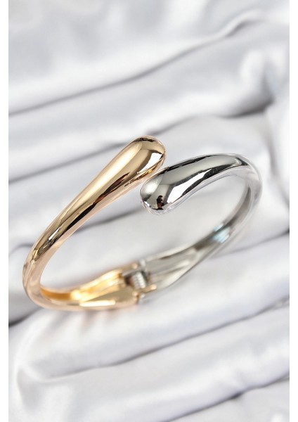 Pirinç Sarmal Model Gümüş ve Gold Renk Kadın Kelepçe - TJ-BB7566