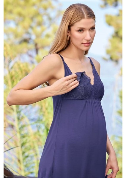 Monamise Desenli ve Dantelli Hamile Lohusa Sabahlık Takımı indirimleri